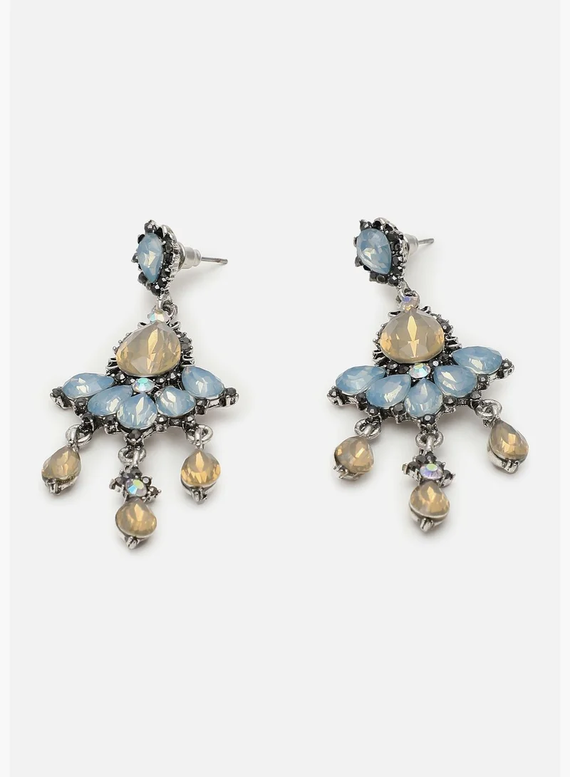 SOHI Silver Plated Designer Stone Drop Earring