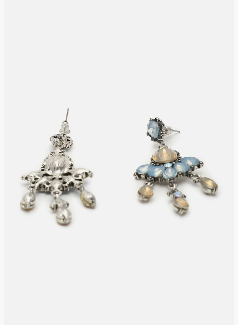 SOHI Silver Plated Designer Stone Drop Earring
