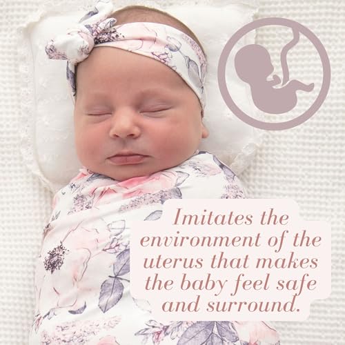 Vollmic Newborn Baby Girl Receiving Blanket Swaddle Blanket Stretchy Knit Swaddle Set with Matching Headband and Beanie (Ink Pink) - Image 5