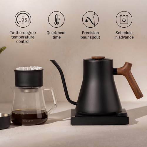 Fellow Stagg EKG Pro Electric Gooseneck Kettle - Pour-Over Coffee and Tea, Quick Heating, Precise Temperature Control, Scheduling, Built-in Brew Timer, Matte Black with Walnut Wood Handle, 0.9 Liter - Image 4