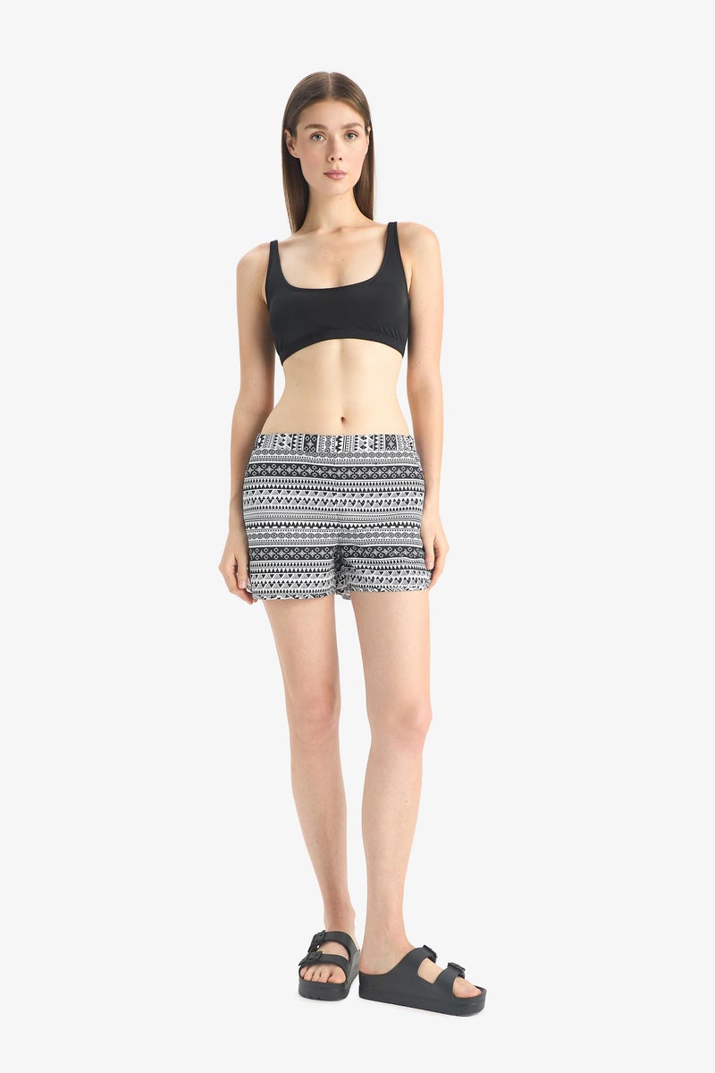 DeFacto Black Woman Fall in Love Ethnic Patterned Swim Shorts Casual - Image 2