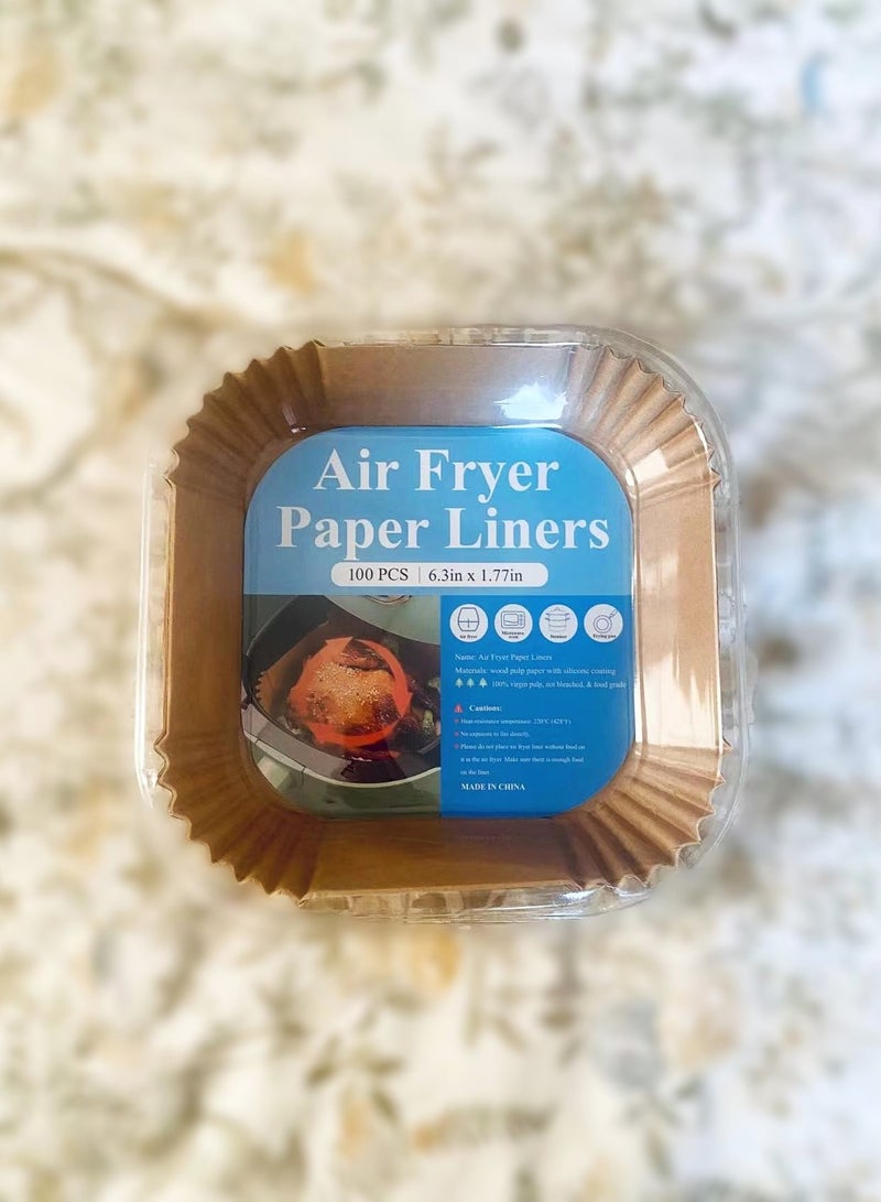 6.3 Inch 100 PCS Air Fryer Disposable Paper Liners, Square Parchment Paper Liner, Water-proof, Parchment Baking Paper for Baking  - Image 2