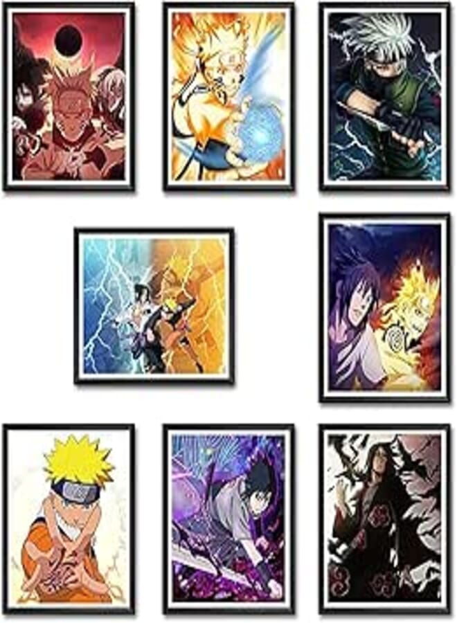 Sasuke Kakashi Naruto Japanese Manga Poster Anime Wall Art Unframed Manga Photo Prints Posters Pictures Artwork Uv Coated for Home Bedroom Living Room Decor, 8 Inch x 10 Inch UNFRAMED 8 pcs