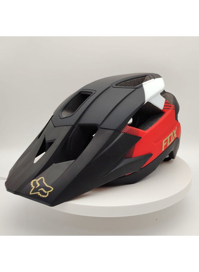 Off-Road Cycling Helmet, Half Helmet with Deceleration Protection, One-Piece Mountain Bike Helmet for Men and Women, Black and Red