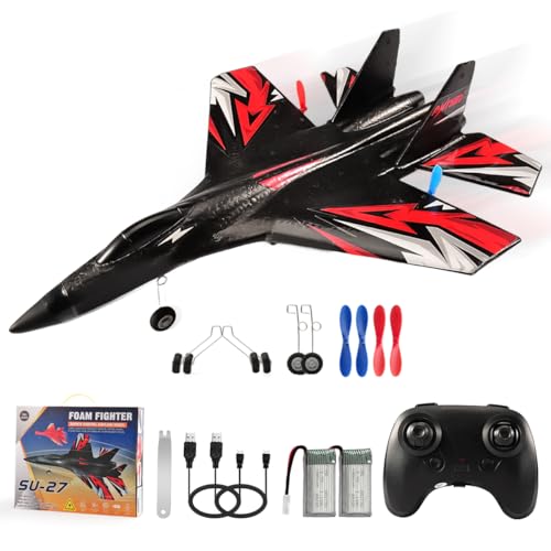 Fremego SU27 RC Plane 24GHZ RC Airplane Ready to Fly Remote Control Airplane W 2 Batteries 6axis Gyro Stabilizer 2CH RTF Hobby RC Glider for Beginners Kids Boys Girls Adults - Image 1