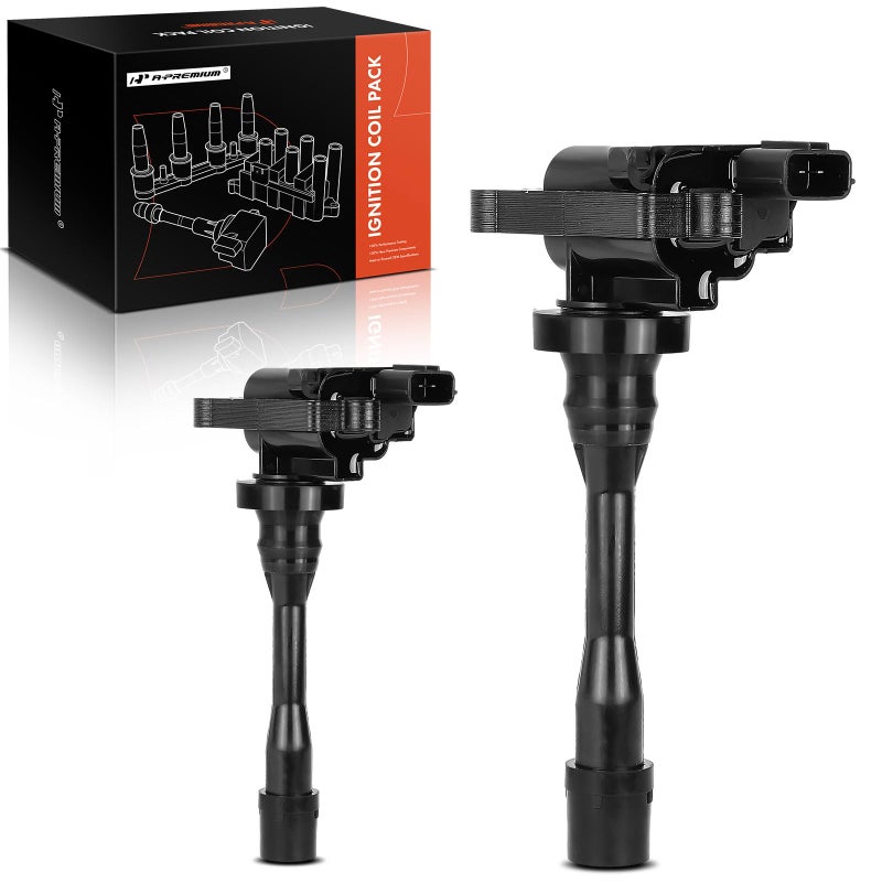 A-Premium Ignition Coil Pack Compatible with Chrysler Sebring SOHC 2001-2005 Dodge Stratus SOHC 2001-2005 Mitsubishi Eclipse Galant Lancer Mirage Outlander 1998-2007 1.8L 2.0L 2.4L for UF-295 2-PC Set - Image 1