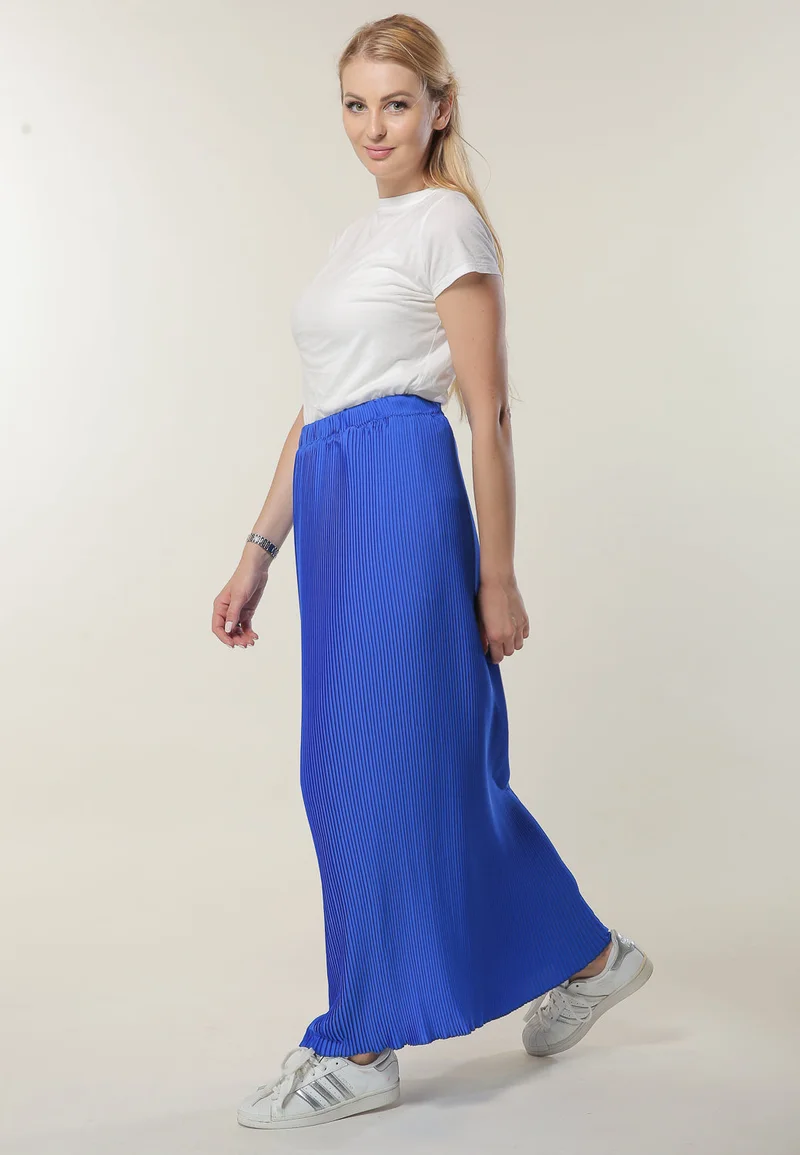 Moistreet Pleated High Waist Maxi Skirt