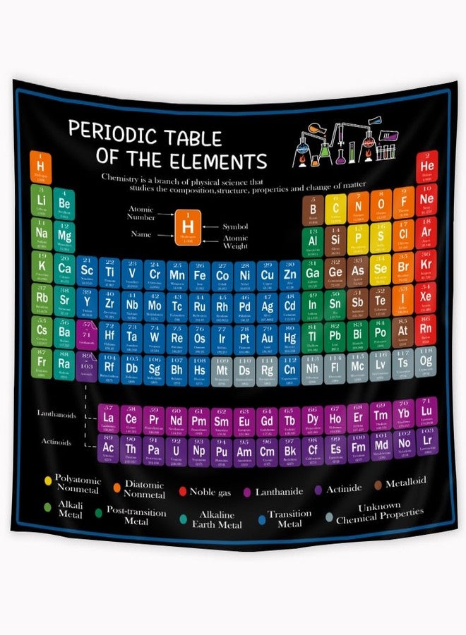 Riyidecor Periodic Table Tapestry 80WX60L Inch Chemistry Elements Educational Scientific Teachers School Student Cool Aesthetic Practical Family Cute Symbols Wall Hanging Living Room Bedroom Decor - Image 2