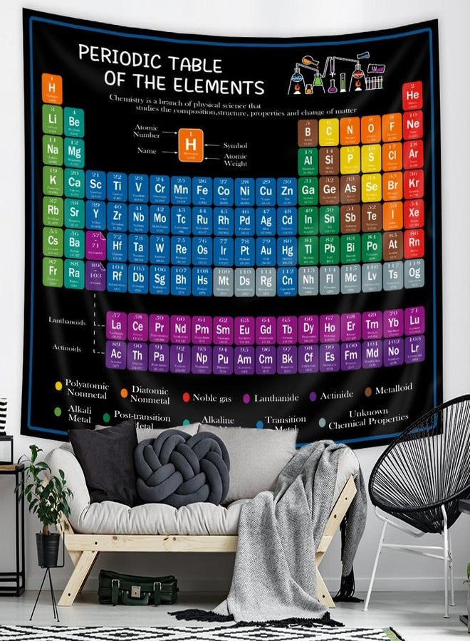 Riyidecor Periodic Table Tapestry 80WX60L Inch Chemistry Elements Educational Scientific Teachers School Student Cool Aesthetic Practical Family Cute Symbols Wall Hanging Living Room Bedroom Decor - Image 3