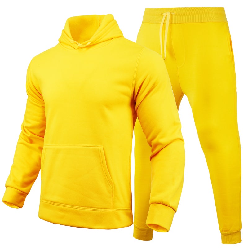 2022 Spring Autumn Winter Men'S And Women'S Casual European Code Blank Solid Color Set Fleece Loose Sweater Pants Two-Piece Set - Image 1