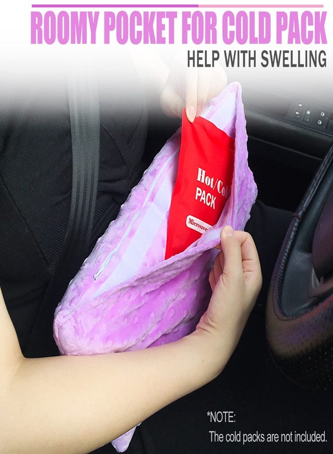 BNRendles Hysterectomy Seatbelt Pillow for Post Surgery, Hysterectomy Recovery Must Have, Abdominal Pillows with Ice/Hot Pocket Tummy Tuck Cushions Seat Belt Padding Protectors, Minky Dot Lavender - Image 4