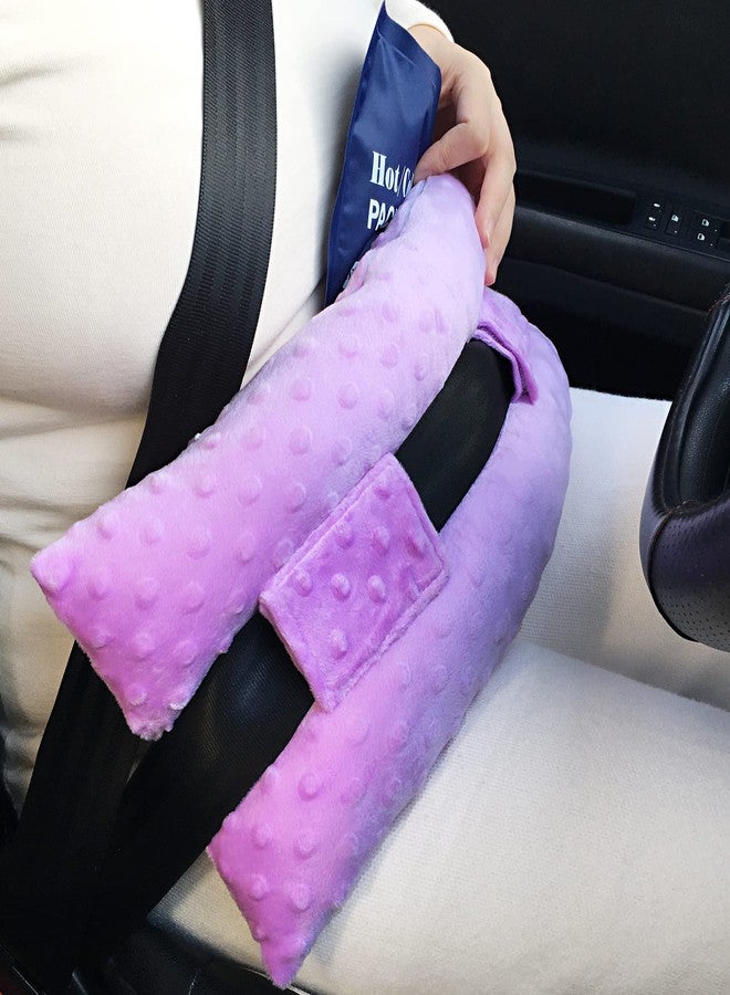 BNRendles Hysterectomy Seatbelt Pillow for Post Surgery, Hysterectomy Recovery Must Have, Abdominal Pillows with Ice/Hot Pocket Tummy Tuck Cushions Seat Belt Padding Protectors, Minky Dot Lavender - Image 1