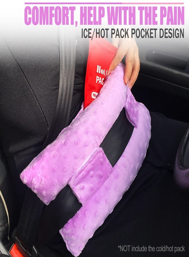 BNRendles Hysterectomy Seatbelt Pillow for Post Surgery, Hysterectomy Recovery Must Have, Abdominal Pillows with Ice/Hot Pocket Tummy Tuck Cushions Seat Belt Padding Protectors, Minky Dot Lavender - Image 2