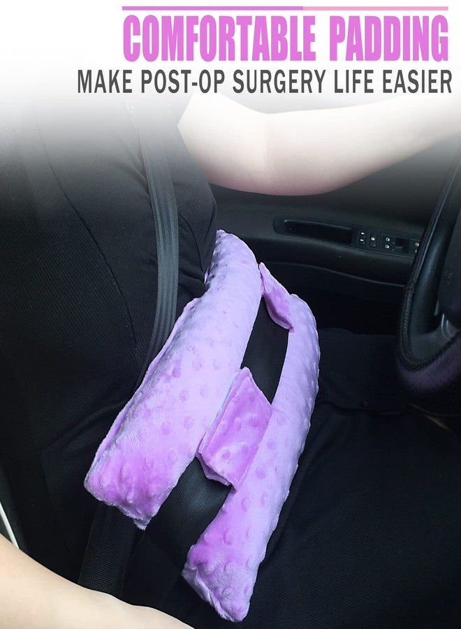 BNRendles Hysterectomy Seatbelt Pillow for Post Surgery, Hysterectomy Recovery Must Have, Abdominal Pillows with Ice/Hot Pocket Tummy Tuck Cushions Seat Belt Padding Protectors, Minky Dot Lavender - Image 3