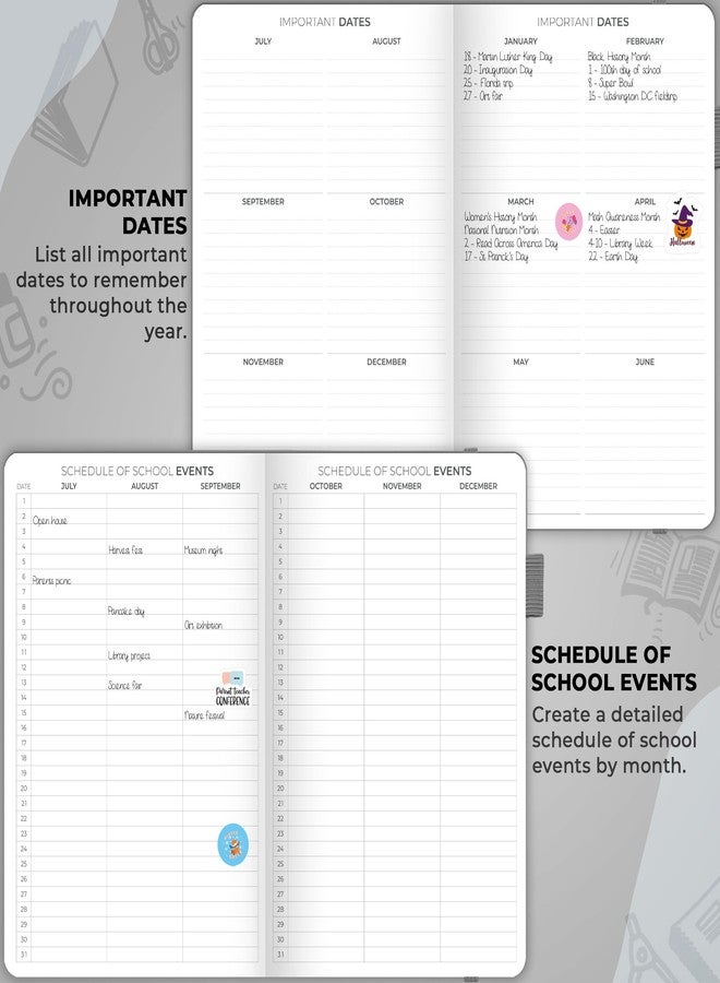 Clever Fox Teacher Planner - School Year Planner with Calendars & Lesson Plans - Teacher Plan Book for Classroom & Homeschool Organization - Undated, A5 Size, Hardcover (Gray) - Image 3