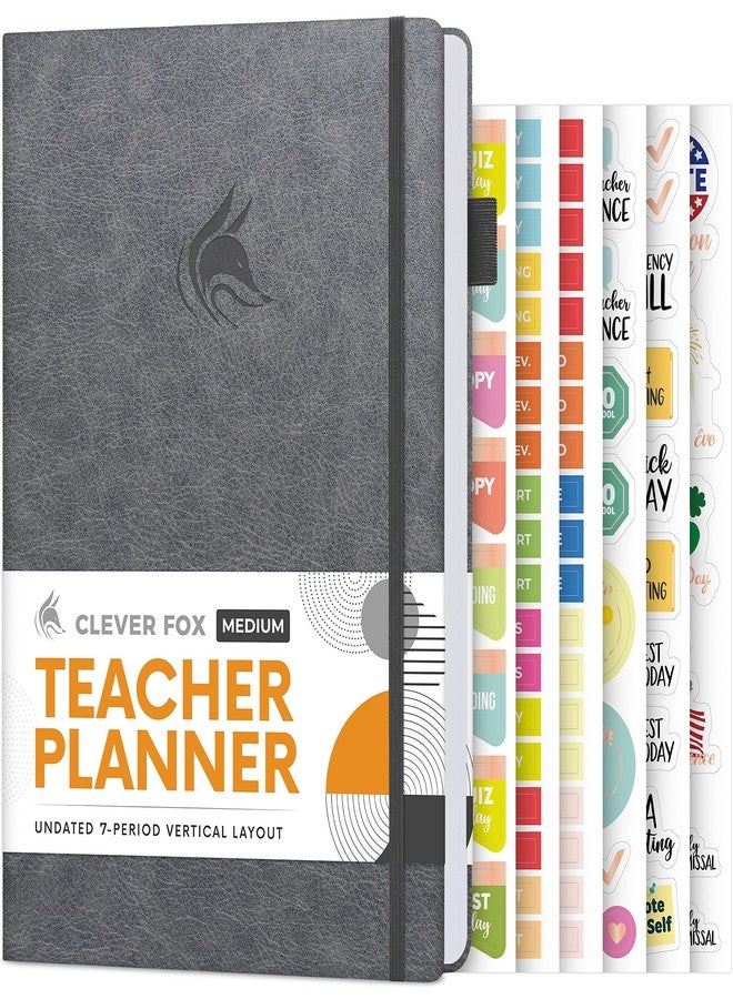 Clever Fox Teacher Planner - School Year Planner with Calendars & Lesson Plans - Teacher Plan Book for Classroom & Homeschool Organization - Undated, A5 Size, Hardcover (Gray) - Image 1
