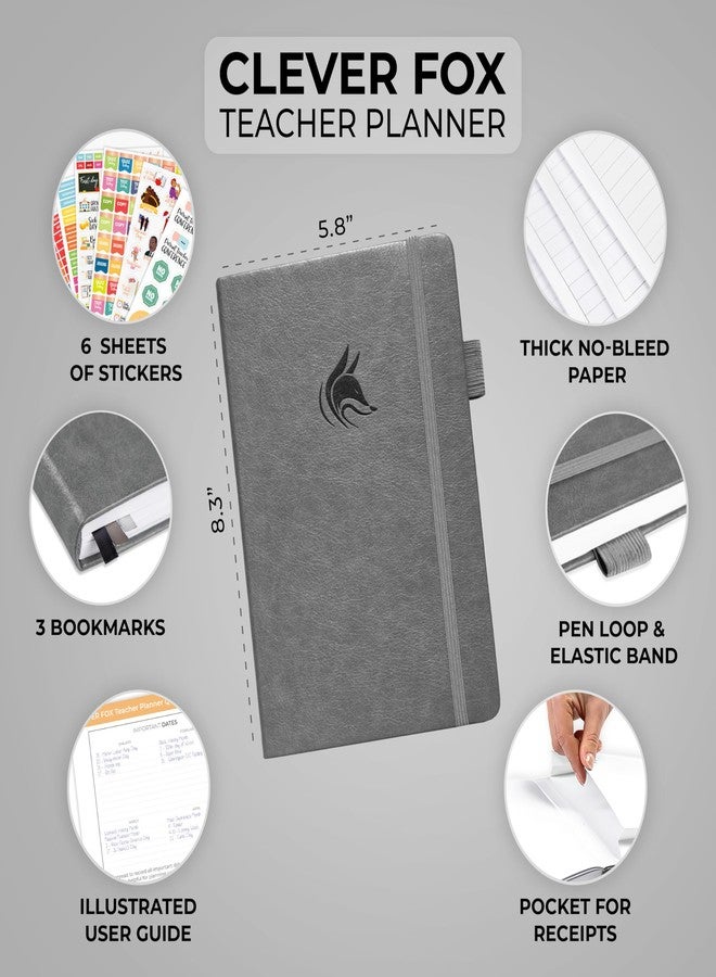 Clever Fox Teacher Planner - School Year Planner with Calendars & Lesson Plans - Teacher Plan Book for Classroom & Homeschool Organization - Undated, A5 Size, Hardcover (Gray) - Image 2