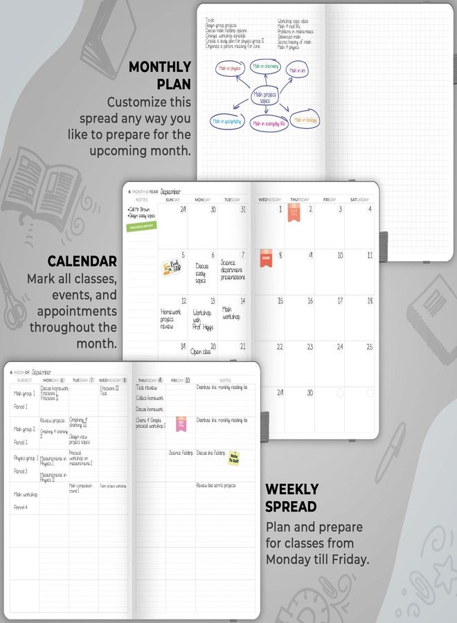 Clever Fox Teacher Planner - School Year Planner with Calendars & Lesson Plans - Teacher Plan Book for Classroom & Homeschool Organization - Undated, A5 Size, Hardcover (Gray) - Image 5