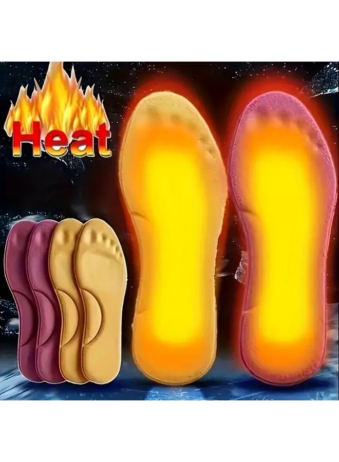 3 Pairs Memory Foam Insoles for Men Women Yellow 46 Warm Comfortable Shoe Inserts with Massage Support Trimmable Fit Winter Sports Shoes - Image 1