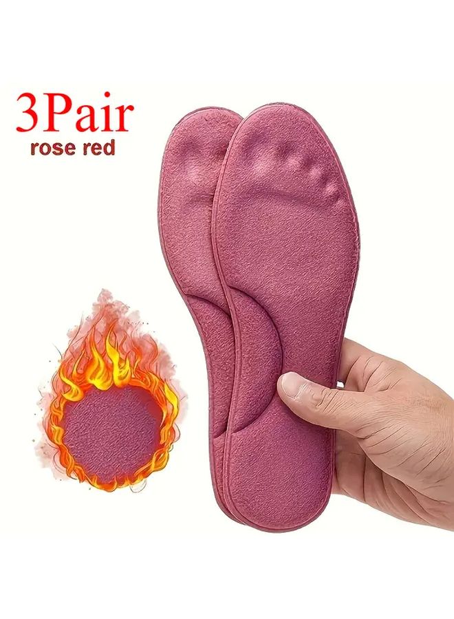 3 Pairs Memory Foam Insoles for Men Women Yellow 46 Warm Comfortable Shoe Inserts with Massage Support Trimmable Fit Winter Sports Shoes - Image 3