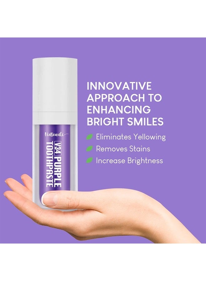 VieBeauti معجون أسنان فيبيوتي الأرجواني لتبييض الأسنان، مصحح اللون الأرجواني، معجون تبييض الأسنان، معجون الأسنان على عجلة الألوان، مصحح لون الأسنان، مبيض الأسنان (1 أونصة سائلة/30 مل) - Image 2