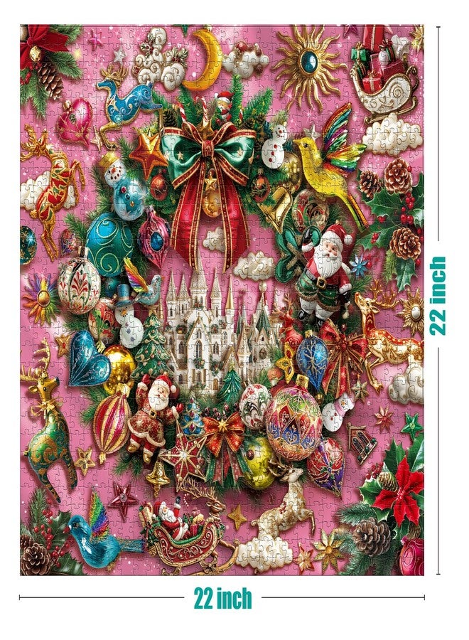 Antelope Puzzle Christmas Jigsaw Puzzle 1000 Pieces for Adults - Wreath of Jingle Holiday Winter Scene, Fun Family Christmas Puzzle Gift - Image 2