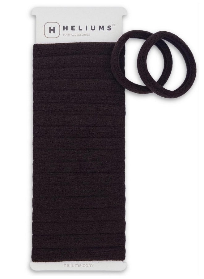 Heliums Soft Hair Ties - No Damage Seamless Nylon Fabric Bands, Ponytail Holders for Thin & Thick Hair - 1.5 Inch, Dark Brown, 20 Pack - Image 1