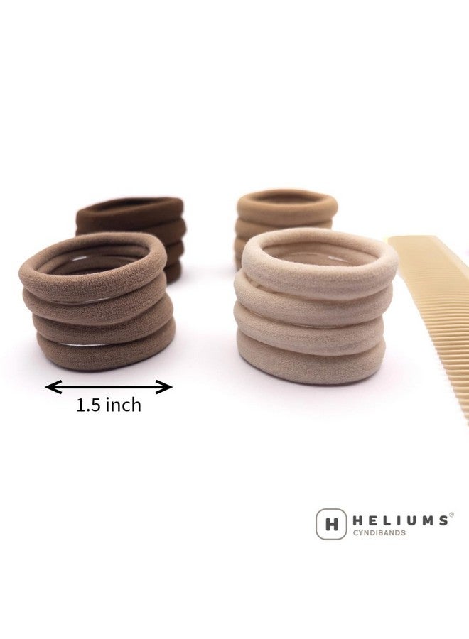 Heliums Soft Hair Ties - No Damage Seamless Nylon Fabric Bands, Ponytail Holders for Thin & Thick Hair - 1.5 Inch, Dark Brown, 20 Pack - Image 4