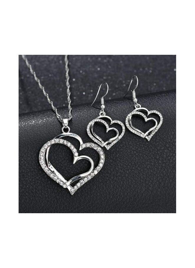 Goolsky Wedding Jewelry Mother's Day Gifts Double Heart Pendant Necklace and Earring Set for Mom Women Bride Bridesmaids  - Image 4