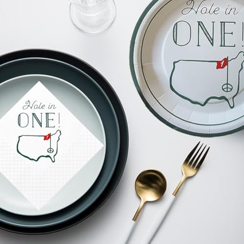 Geloar Hole in One Golf Party Decorations, 240-Piece Set with Cocktail Napkins, Plates, Cups, Bottle Labels, Toothpick Flags, Straws, Gift Tags, and Forks for Golf Birthday and 1st Hole in One Parties - Image 4