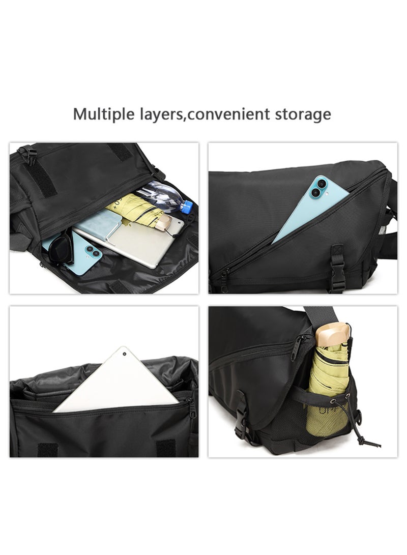 موبكوس حقيبة جانبية صغيرة سوداء من موبكوس، مقاومة للماء ومضادة للسرقة، حقيبة صدر متينة من قماش أكسفورد للرجال والنساء، حقيبة سفر خفيفة الوزن مع لوحة خلفية جيدة التهوية - Image 5