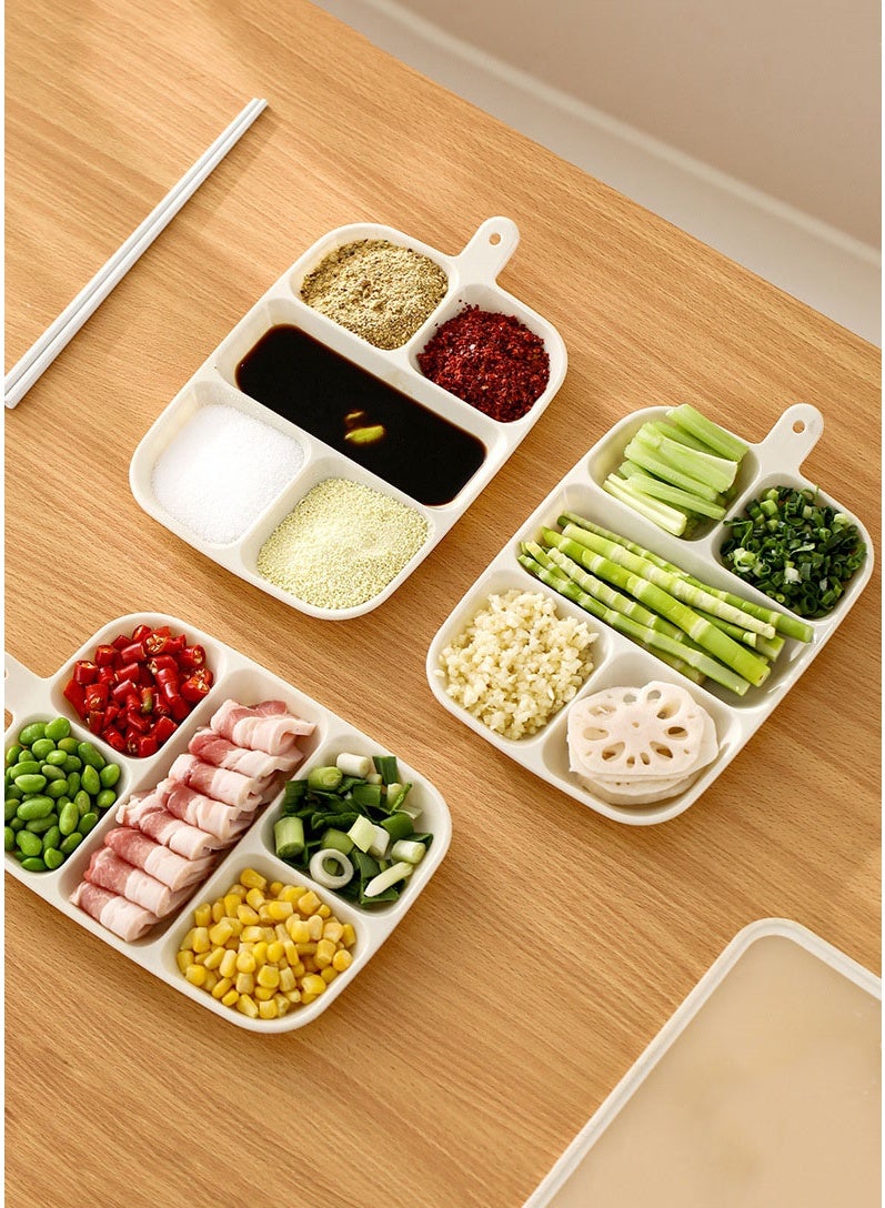 هومستر مقابس 5-حجرة تحضير الطعام المجهزة بالمطبخ المنزلي لوحة تقسيم مثبتة على الحائط صحن حارة متعدد الوظائف طبقة صلصات مادة البوتيك أملس تنظيف سهل طبقة 2 سم أخاديد عميقة لا نكهة مزج طبقة سميكة مقبض معلق ثقب تصميم طبقة تحضير طهي قابلة للتغليف مساحة موفرة أداة تحضير طهي زنجبيل ثوم تخزين مجموعة متعددة الاستخدامات ألواح الخدمة طبقة 5 أجزاء طهي فعال - Image 1