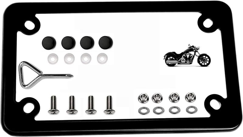 LFPartS Black Motorcycle Stainless Steel License Plate Frame