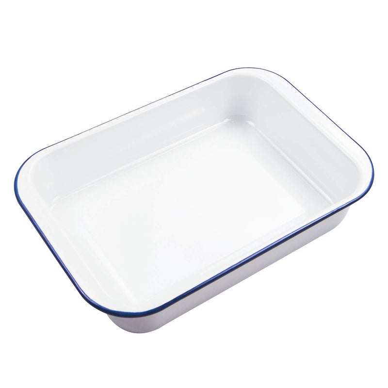 Webake Enamel Roasting Tin Deep Pie Dish Baking Tray Bakeware Oven Pans 36 x 24 x 7 cm