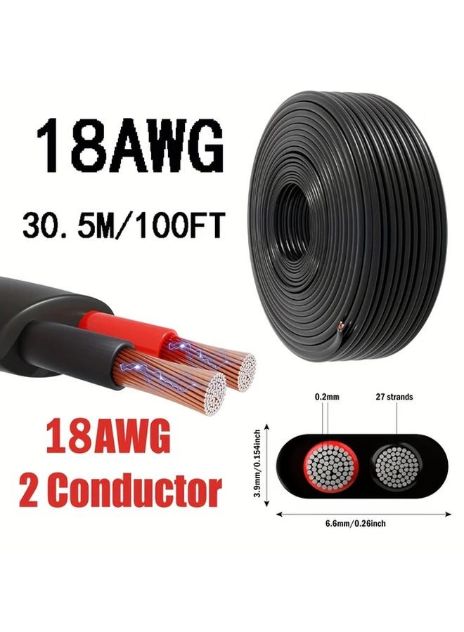 18AWG سلك مرن ثنائي النواة من الألومنيوم المغلف بالنحاس مع غطاء PVC 100 قدم لمكبرات الصوت في السيارات وإضاءة LED - Image 1