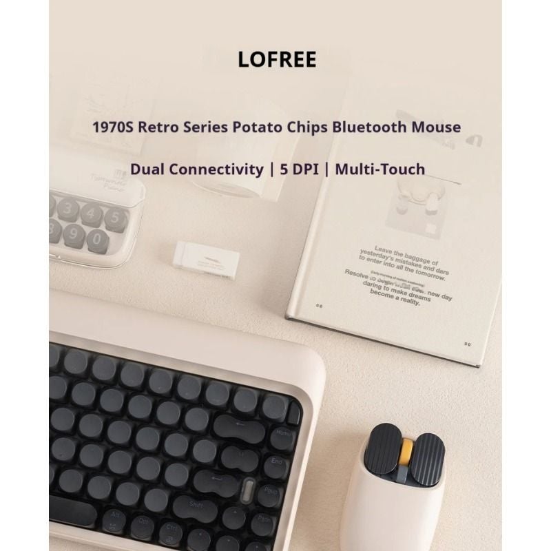 Lofree 2.4g Wireless Bluetooth Mouse, Adjustable Sensitivity Rechargeable for Office Gaming Laptop, Milkshake - Image 3