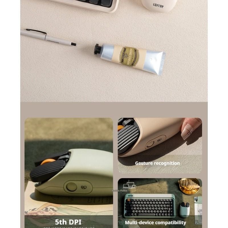 Lofree 2.4g Wireless Bluetooth Mouse, Adjustable Sensitivity Rechargeable for Office Gaming Laptop, Milkshake - Image 4
