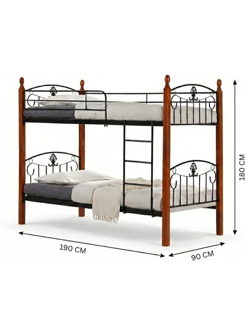 ABX HOME Messina Solid wood metal Bunk Bed | Sturdy Modern Design Wooden Single Bed Frame 190X90 Size - Image 5