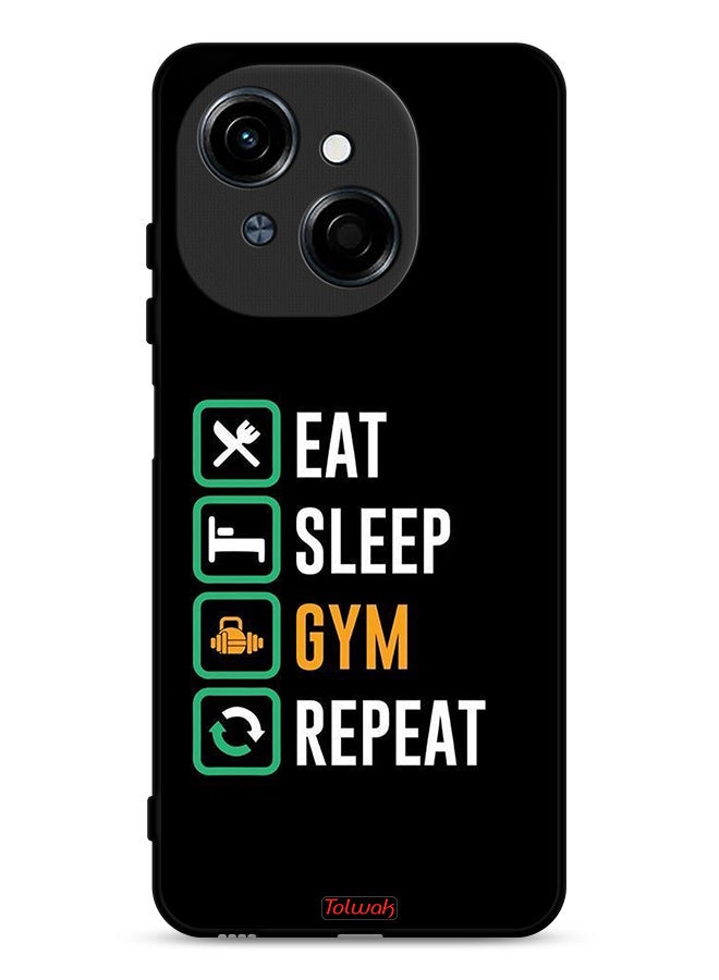 Tolwak Tecno Spark Go 1 4G Protective Case Cover Eat Sleep Gym Repeat - Image 1