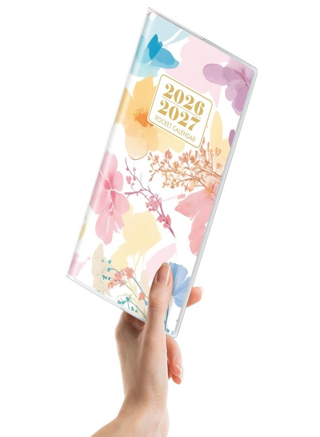 KONVINIT Pocket Calendar 2026-2027, Floral 2026-2027 Monthly Planner - 3.7" x 6.7" - Runs from January 2026 Until December 2027, 2026 Pocket Calendar with PVC Cover for Organizing & Planning - Image 1