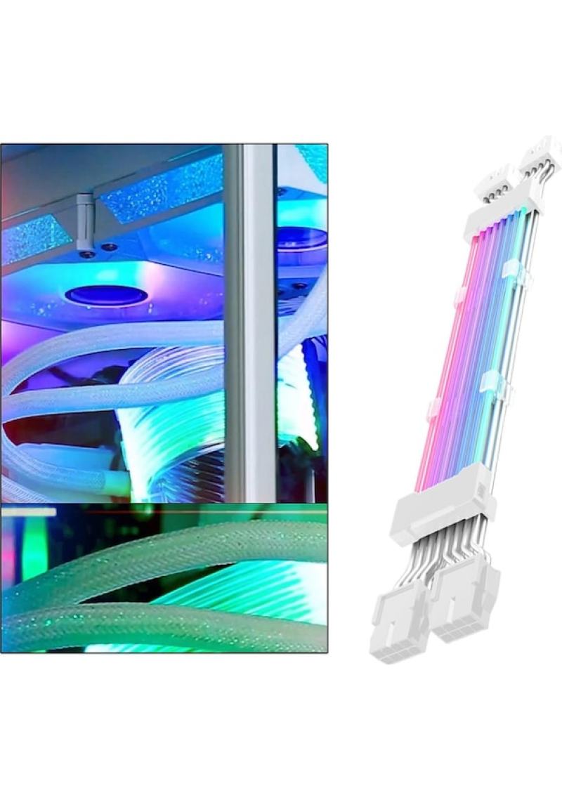 RGB Extension Cable 24-Pin ATX PSU Cable Set - Customizable RGB Lighting for Gaming PC Builds And Desktop Computer Systems - Image 1