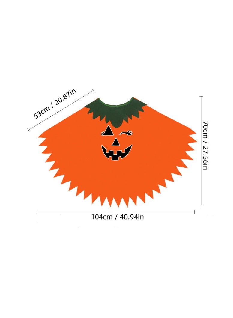 CityRiya-Long Kids Halloween Pumpkin 3 Piece Costume Set - Toddler Girls Pumpkin Cape, Headband & Candy Bag, Cute Adorable Halloween Cosplay Outfit - Image 2