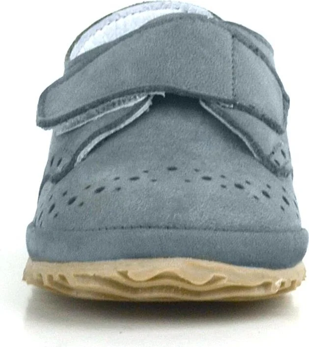 Hapshoe Kids Genuine Leather Gray Velcro Baby Booties Shoes