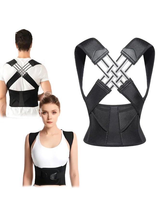 متجر الفرح دعامة ظهر لتصحيح وضعية الجسم، داعم للظهر، سترة ضغط، مشد بحزام كتف قابل للتعديل، للنساء والرجال | حزام قابل للتهوية لتصحيح وضعية الجسم ومحاذاة الجلوس - Image 2