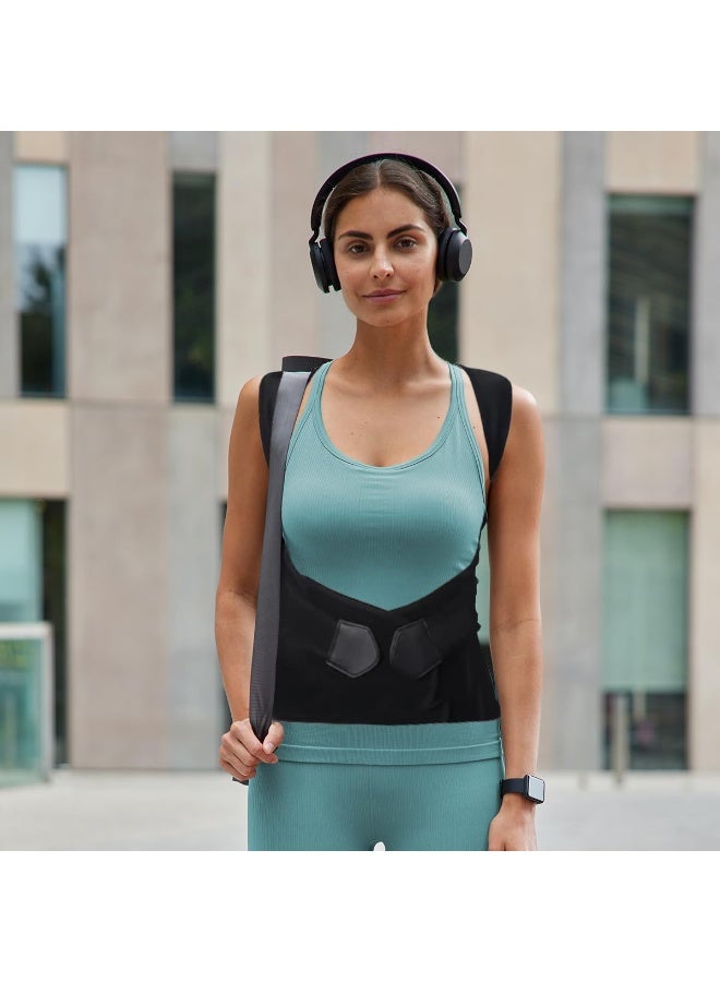 متجر الفرح دعامة ظهر لتصحيح وضعية الجسم، داعم للظهر، سترة ضغط، مشد بحزام كتف قابل للتعديل، للنساء والرجال | حزام قابل للتهوية لتصحيح وضعية الجسم ومحاذاة الجلوس - Image 4