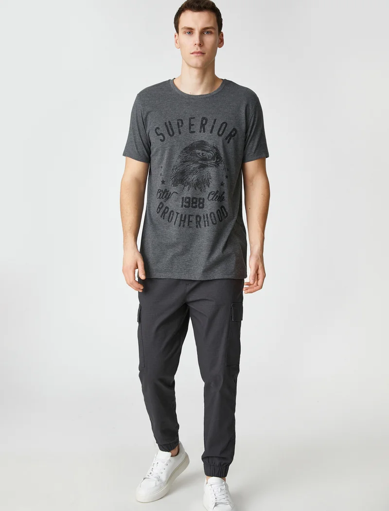 KOTON Varsity T-Shirt Crew Neck Short Sleeve Printed