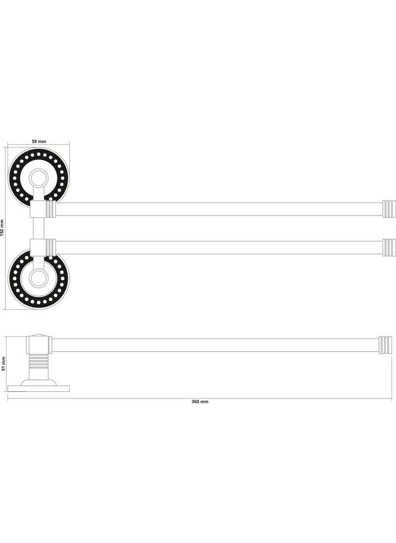 Saray Banyo Saray Bathroom Regina Chrome 2-Piece Swivel Towel Bar