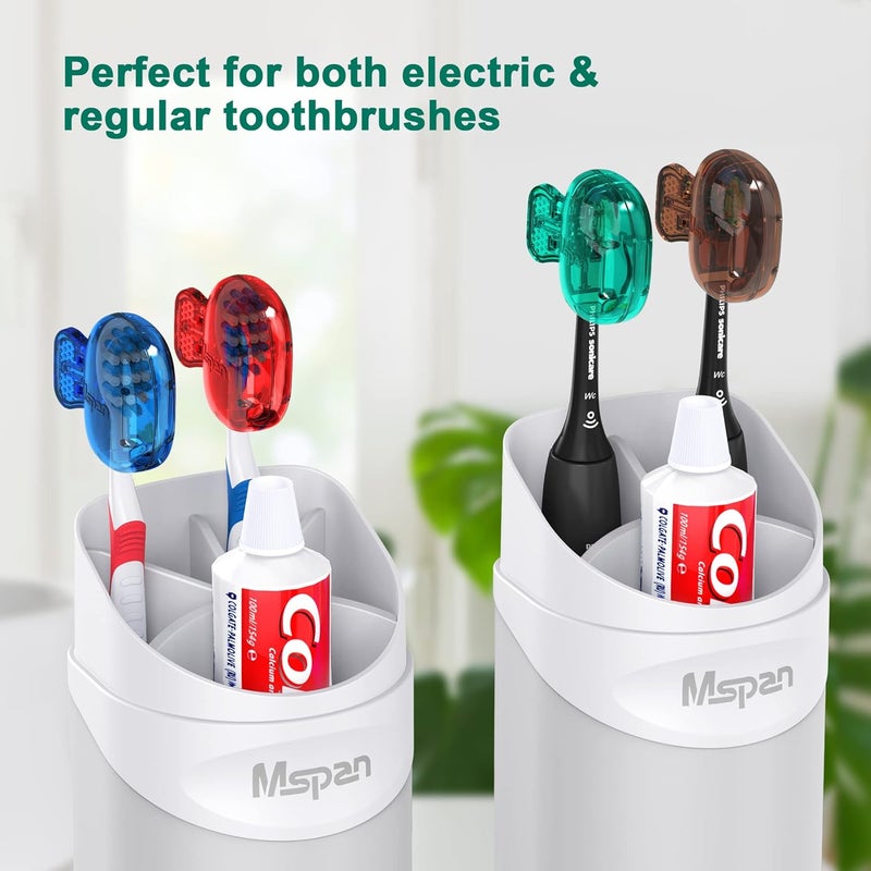 Mspan Toothbrush Head Cover Cap: Tooth Brush Protector Cute Plastic Clip Pod Compatible with Standard & Electric Toothbrush - Travel Case for Traveling & Home - 4 Packs - Image 4