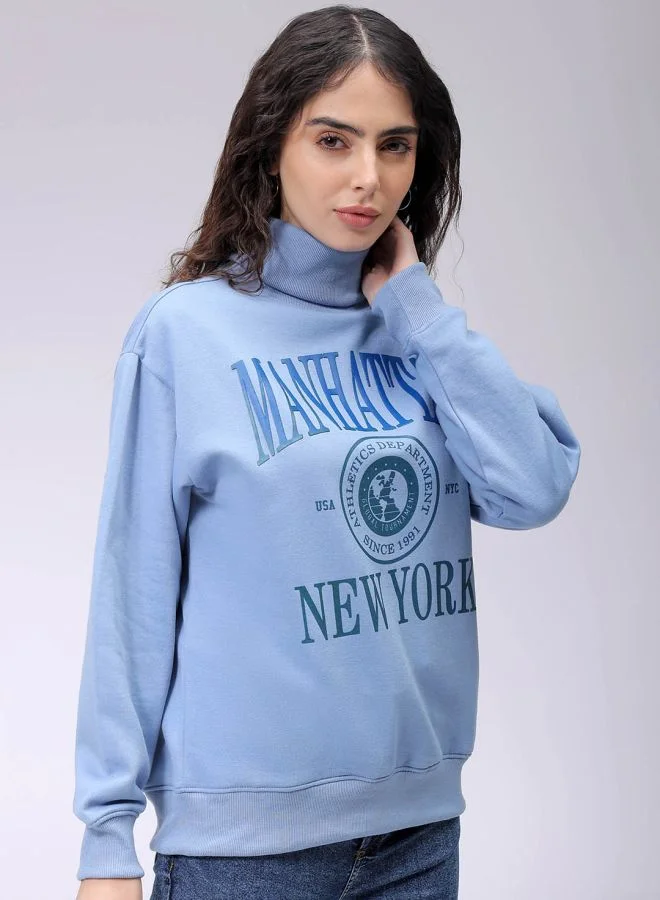 Freehand Women Boxy Fit Typographic Oversized Sweatshirt