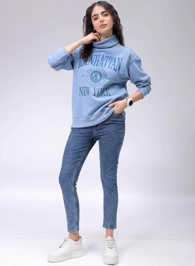 Freehand Women Boxy Fit Typographic Oversized Sweatshirt